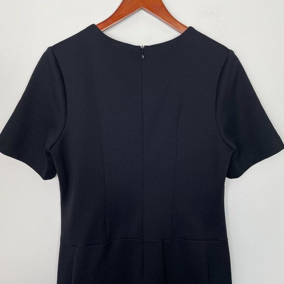 Vince Short Sleeve Crew Neck Knee Length Stretch Midweight Dress Black 12 - Picture 4 of 8